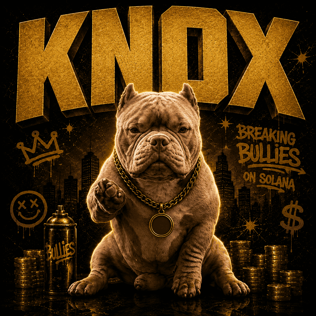 KNOX the pitbull, dressed up in one of his viral outfits
